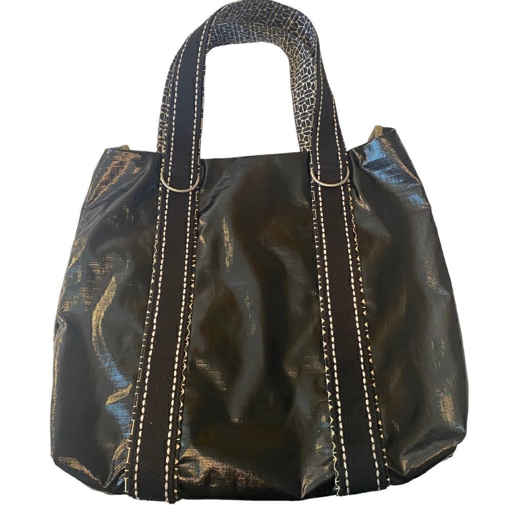 Fossil Extra Large Black Vinyl Tote. Cool Retro Look w/tons of storage! - Picture 7 of 7
